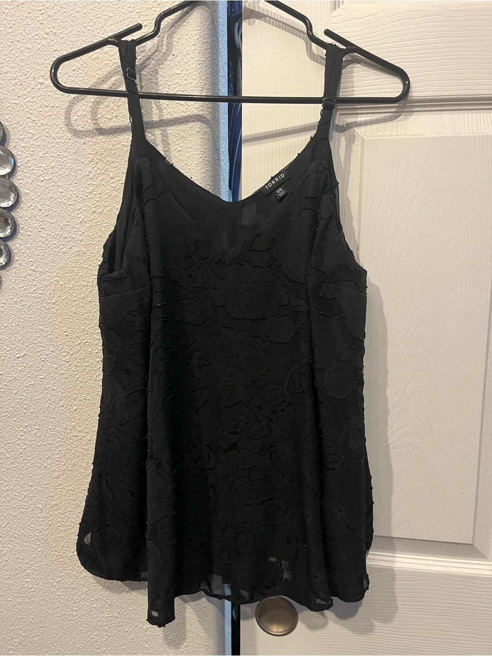 torrid Black Floral Jacquard Cami with Adjustable Straps